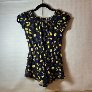 OLD NAVY Girls Navy Lemon Romper Size M(8)